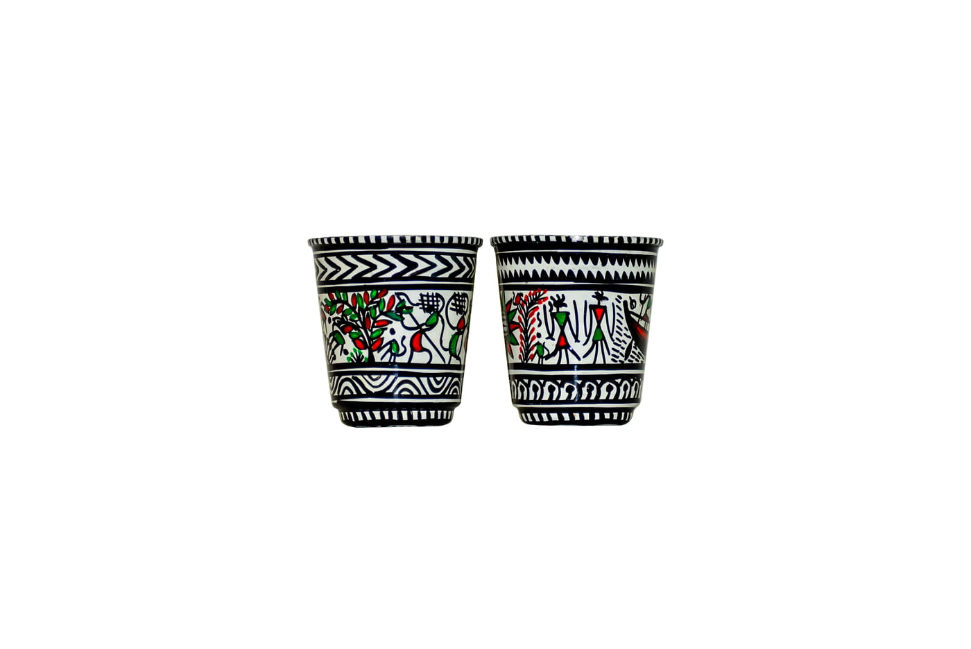 Steel glass having Handpainted Odisha pattachitra Art || Set of 2 ...