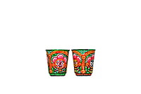 Steel glass having Handpainted Odisha pattachitra Art || Set of 2 (Green) Steel glass having Handpainted Odisha pattachitra Art || Set of 2 (Green)