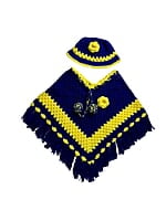 Handknitted blue and yellow woolen poncho and cap for kids between 2 and 3 years || winterwear || beautiful design and excellent finish and amazing crotchet work Handknitted blue and yellow woolen poncho and cap for kids between 2 and 3 years || winterwear || beautiful design and excellent finish and amazing crotchet work