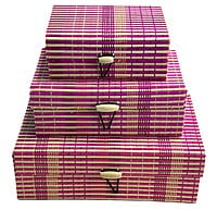 EELIKA Bamboo utility box || bamboo jewelley box || costmetic box || shringar makeup storage box || set of 3 (Pink) EELIKA Bamboo utility box || bamboo jewelley box || costmetic box || shringar makeup storage box || set of 3 (Pink)