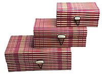 EELIKA Bamboo utility box || bamboo jewelley box || costmetic box || shringar makeup storage box || set of 3 (Red) EELIKA Bamboo utility box || bamboo jewelley box || costmetic box || shringar makeup storage box || set of 3 (Red)