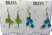 Set of 2 earrings with beautiful beads and green and blue colored heart shaped translucent charms || drop and dangle design || for office , parties and home Set of 2 earrings with beautiful beads and green and blue colored heart shaped translucent charms || drop and dangle design || for office , parties and home