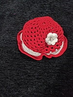 Handknitted Red and white woolen poncho and cap for kids between 3 and 4 years Handknitted Red and white woolen poncho and cap for kids between 3 and 4 years
