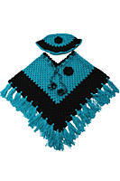 Handknitted blue and black woolen poncho with cap for kids between 5 and 6 years || winterwear || beautiful design and excellent finish and amazing crotchet work Handknitted blue and black woolen poncho with cap for kids between 5 and 6 years || winterwear || beautiful design and excellent finish and amazing crotchet work