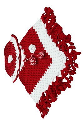 Handknitted Woolen Poncho with Cap for kids (1 - 2 Years) || Red and White || Sweater Handknitted Woolen Poncho with Cap for kids (1 - 2 Years) || Red and White || Sweater