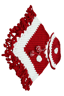 Handknitted Woolen Poncho with Cap for kids (1 - 2 Years) || Red and White || Sweater Handknitted Woolen Poncho with Cap for kids (1 - 2 Years) || Red and White || Sweater