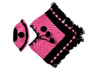 EELIKA Handknitted pink and black woolen poncho with cap for kids between 3 months and 6 months || winterwear || beautiful design and excellent finish and amazing crotchet work EELIKA Handknitted pink and black woolen poncho with cap for kids between 3 months and 6 months || winterwear || beautiful design and excellent finish and amazing crotchet work