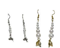 Set of 2 earrings with silver colored beads with leaf shaped golden charm and tie shaped silver charm || drop and dangle design || for office , parties and home Set of 2 earrings with silver colored beads with leaf shaped golden charm and tie shaped silver charm || drop and dangle design || for office , parties and home