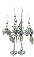 Set of 2 earrings in silver color theme and silver charms with beautiful beads || drop and dangle design || for office , parties and home Set of 2 earrings in silver color theme and silver charms with beautiful beads || drop and dangle design || for office , parties and home