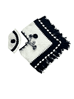 EELIKA Handknitted white and black woolen poncho and cap for kids between 1 and 2 years || winterwear || beautiful design and excellent finish and amazing crotchet work EELIKA Handknitted white and black woolen poncho and cap for kids between 1 and 2 years || winterwear || beautiful design and excellent finish and amazing crotchet work