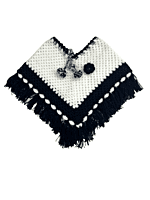 EELIKA Handknitted white and black woolen poncho and cap for kids between 1 and 2 years || winterwear || beautiful design and excellent finish and amazing crotchet work EELIKA Handknitted white and black woolen poncho and cap for kids between 1 and 2 years || winterwear || beautiful design and excellent finish and amazing crotchet work