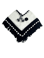 EELIKA Handknitted white and black woolen poncho and cap for kids between 1 and 2 years || winterwear || beautiful design and excellent finish and amazing crotchet work EELIKA Handknitted white and black woolen poncho and cap for kids between 1 and 2 years || winterwear || beautiful design and excellent finish and amazing crotchet work
