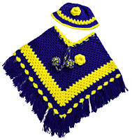 Handknitted blue and yellow woolen poncho and cap for kids between 2 and 3 years || winterwear || beautiful design and excellent finish and amazing crotchet work Handknitted blue and yellow woolen poncho and cap for kids between 2 and 3 years || winterwear || beautiful design and excellent finish and amazing crotchet work