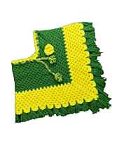 Handknitted green and yellow woolen poncho and cap for kids between 4 and 5 years || winterwear || beautiful design and excellent finish and amazing crotchet work Handknitted green and yellow woolen poncho and cap for kids between 4 and 5 years || winterwear || beautiful design and excellent finish and amazing crotchet work