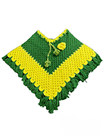Handknitted green and yellow woolen poncho and cap for kids between 4 and 5 years || winterwear || beautiful design and excellent finish and amazing crotchet work Handknitted green and yellow woolen poncho and cap for kids between 4 and 5 years || winterwear || beautiful design and excellent finish and amazing crotchet work