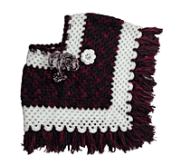 Handknitted black and white woolen poncho with cap for kids between 5 and 6 years || winterwear || beautiful design and excellent finish and amazing crotchet work.02
