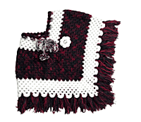 Handknitted black and white woolen poncho with cap for kids between 5 and 6 years || winterwear || beautiful design and excellent finish and amazing crotchet work.02