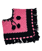 Handknitted pink and black woolen poncho with cap for kids between 3 months and 6 months || winterwear || beautiful design and excellent finish and amazing crotchet work Handknitted pink and black woolen poncho with cap for kids between 3 months and 6 months || winterwear || beautiful design and excellent finish and amazing crotchet work