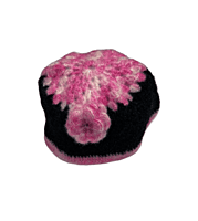 Handknitted black and pink woolen poncho and cap for kids between 1 and 2 years || winterwear || beautiful design and excellent finish and amazing crotchet work