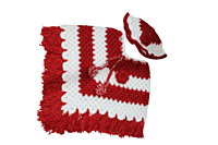 EELIKA Handmade Crotchet Woolen Poncho with Cap for Kids, 2-3 Years, Red and White EELIKA Handmade Crotchet Woolen Poncho with Cap for Kids, 2-3 Years, Red and White