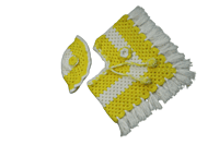 EELIKA Handmade Woolen Crochet Poncho with Caps for Kids, 3 to 6 Months, Yellow and White EELIKA Handmade Woolen Crochet Poncho with Caps for Kids, 3 to 6 Months, Yellow and White