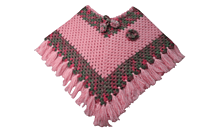 Handmade Crochet Poncho with Cap for Kids, Pink, 6-7 Years Handmade Crochet Poncho with Cap for Kids, Pink, 6-7 Years