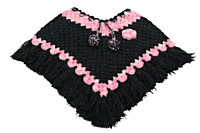 Handknitted black and pink woolen poncho and cap for kids between 1 and 2 years || winterwear || beautiful design and excellent finish and amazing crotchet work