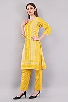 Cotton Salwar Suit with Floral Dupatta, Yellow Printed Dress Set, Traditional Indian Ethnic Wear Cotton Salwar Suit with Floral Dupatta, Yellow Printed Dress Set, Traditional Indian Ethnic Wear
