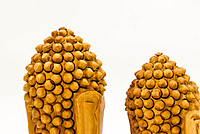 Decorative Buddha Head Statues, Hand-Carved Wood, Set of 2, 15.5 cm and 13 cm Decorative Buddha Head Statues, Hand-Carved Wood, Set of 2, 15.5 cm and 13 cm