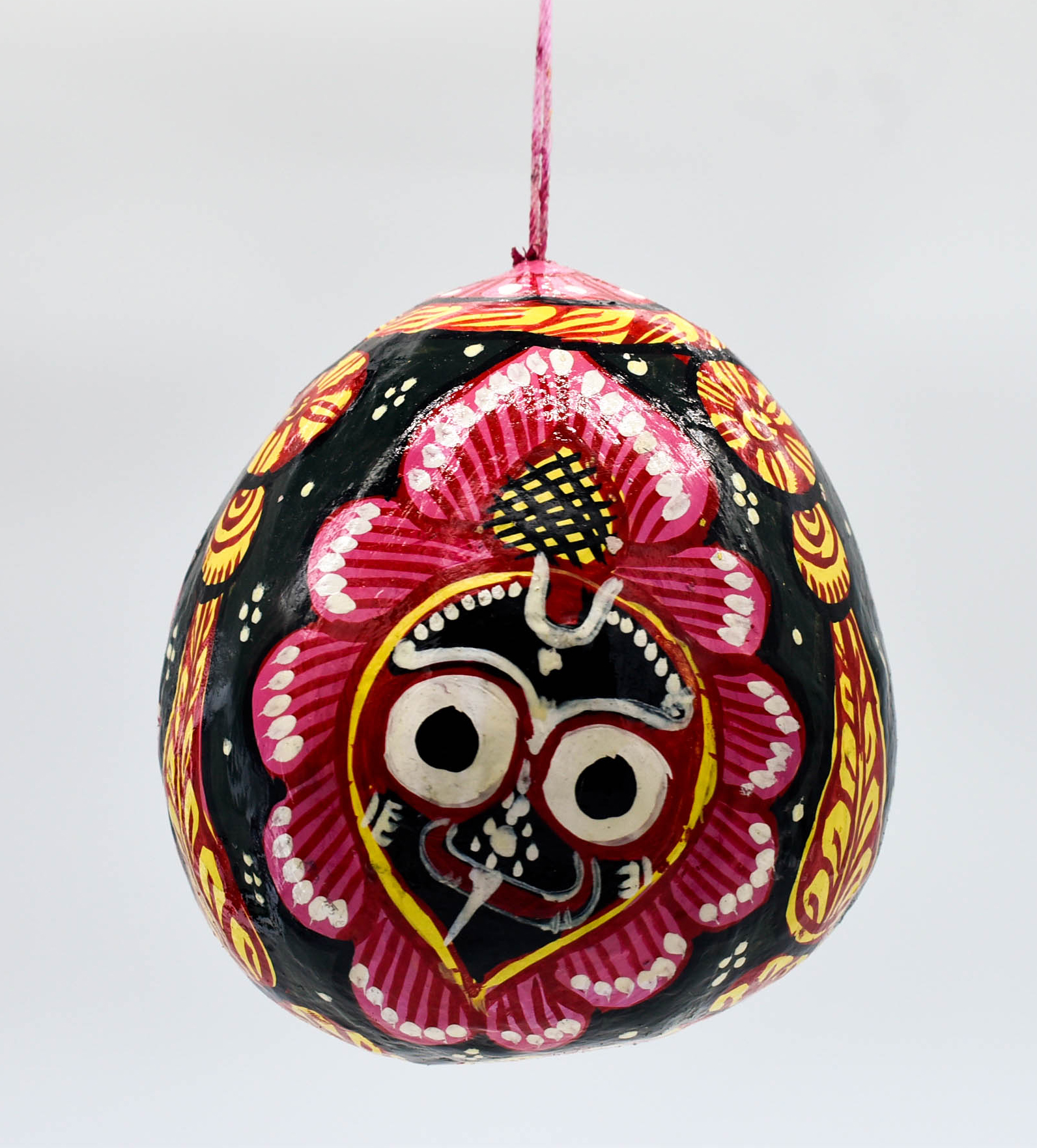 Handpainted Pattachitra Art of Lord Jagannath on Coconut Shell with hanging provision Handpainted Pattachitra Art of Lord Jagannath on Coconut Shell with hanging provision