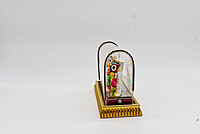 Lord Jagannath Glass Encased Decorative Idol Set with Gold Base, Car Dashboard Temple Decor Lord Jagannath Glass Encased Decorative Idol Set with Gold Base, Car Dashboard Temple Decor