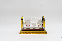 Lord Jagannath Glass Encased Decorative Idol Set with Gold Base, Car Dashboard Temple Decor Lord Jagannath Glass Encased Decorative Idol Set with Gold Base, Car Dashboard Temple Decor