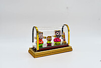 Lord Jagannath Glass Encased Decorative Idol Set with Gold Base, Car Dashboard Temple Decor Lord Jagannath Glass Encased Decorative Idol Set with Gold Base, Car Dashboard Temple Decor