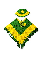 Handknitted green and yellow woolen poncho and cap for kids between 4 and 5 years || winterwear || beautiful design and excellent finish and amazing crotchet work Handknitted green and yellow woolen poncho and cap for kids between 4 and 5 years || winterwear || beautiful design and excellent finish and amazing crotchet work