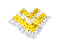 EELIKA Handmade Woolen Crochet Poncho with Caps for Kids, 3 to 6 Months, Yellow and White EELIKA Handmade Woolen Crochet Poncho with Caps for Kids, 3 to 6 Months, Yellow and White